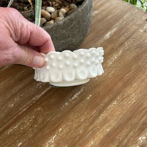 Milk glass dish.